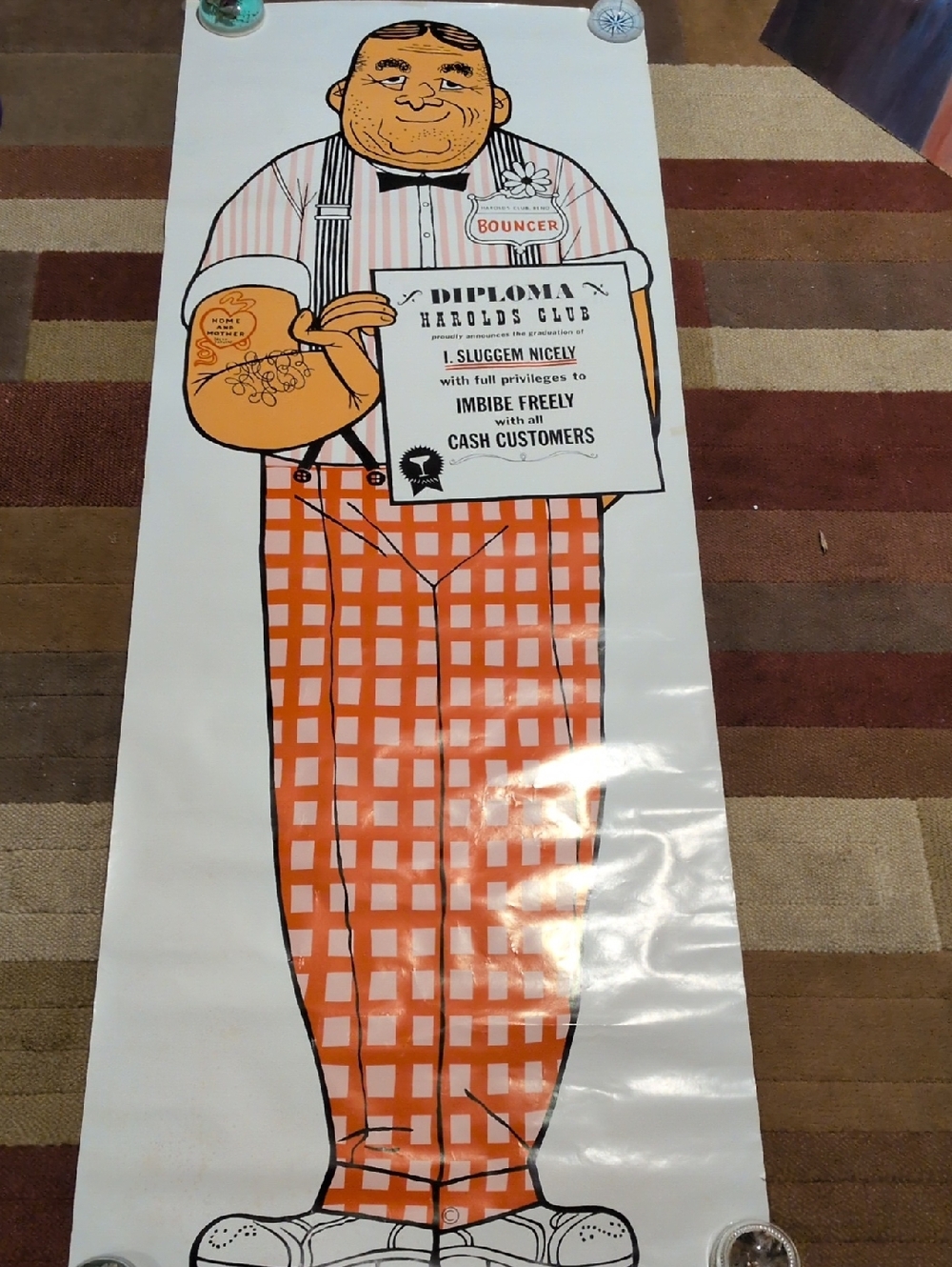 Vintage 1950s Harold's Club Poster Cus The Bouncer Nevada